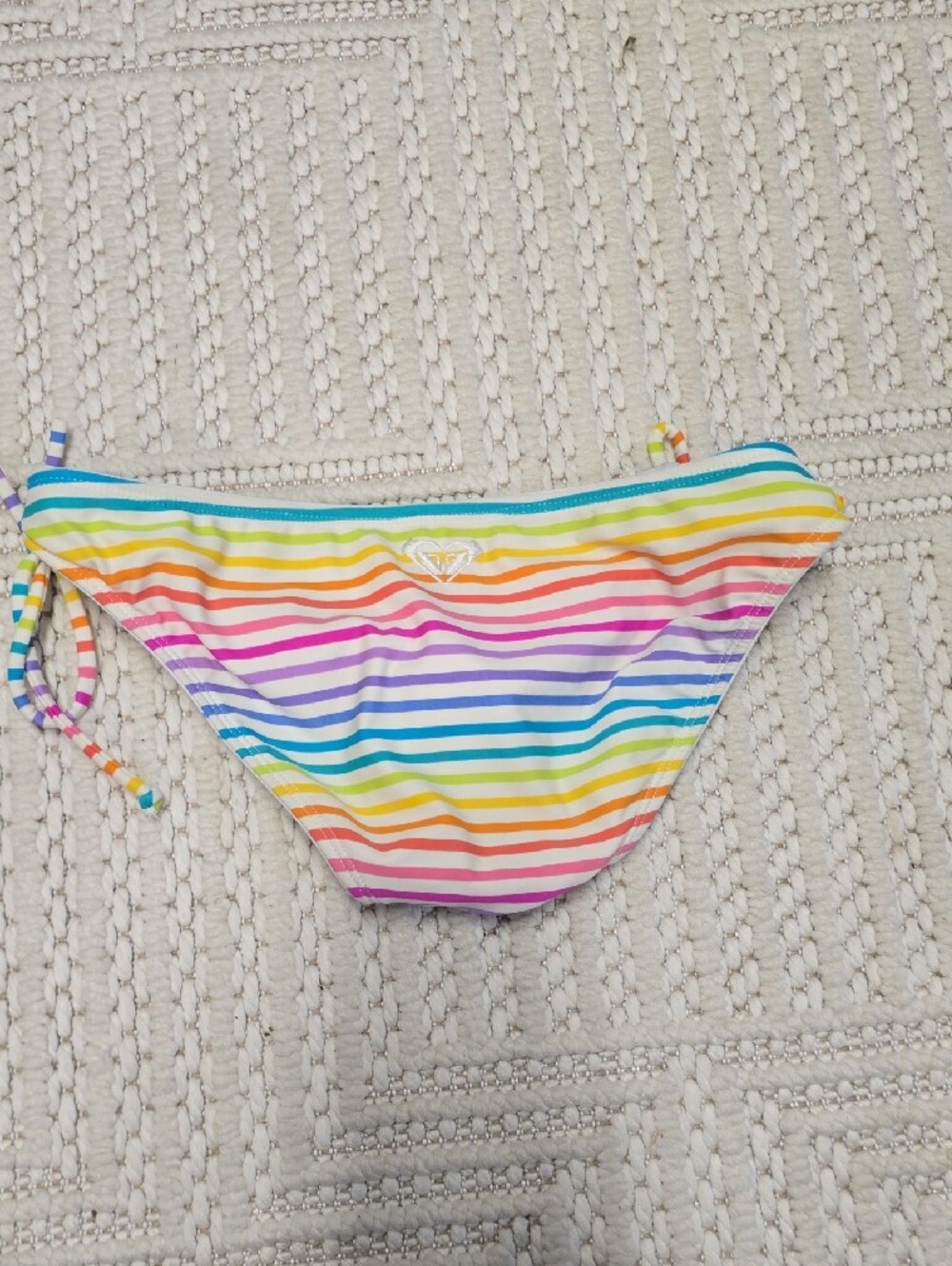 Roxy White Rainbow Stripe Tie-Side Bikini Bottom - Picture 7 of 7